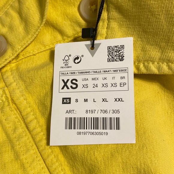 Zara Yellow NEVER WORN tag on, crop jean jacket size:XS - Picture 2 of 5